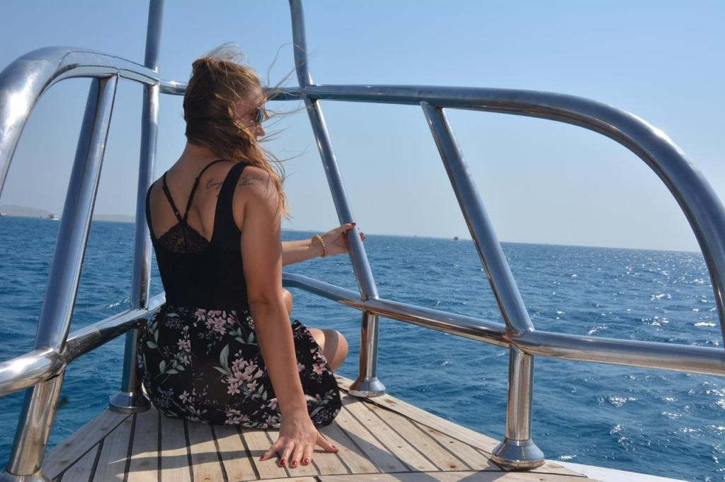 Gina on yacht, Red Sea