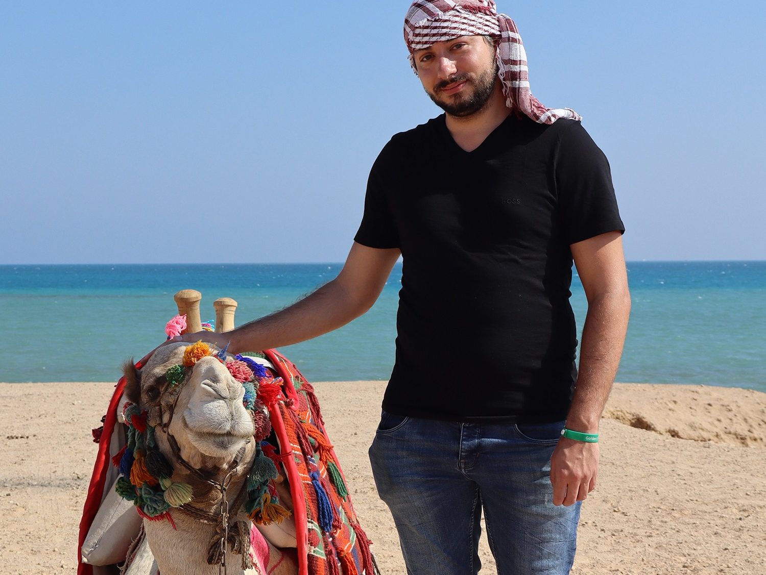 Camel and guide in the Hurghada desert