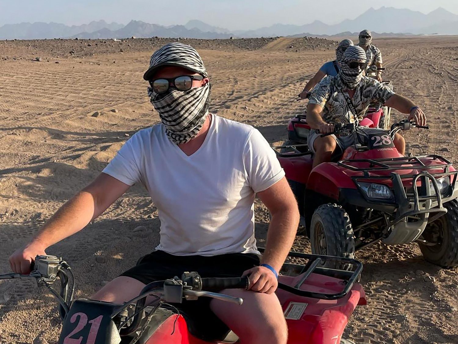Quad parked in front of desert mountains near Hurghada