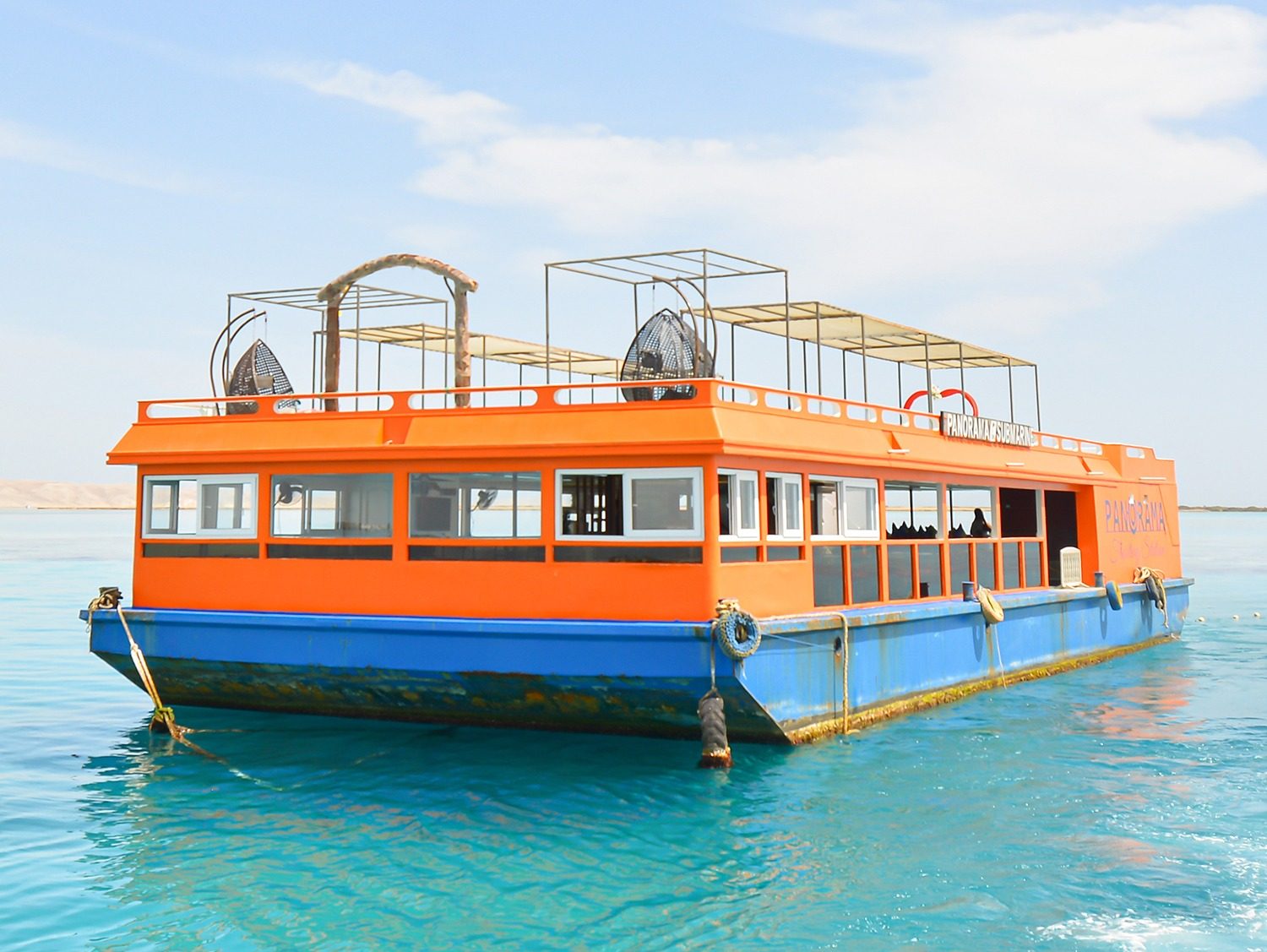 Colorful reef and fish seen from the semi-submarine in Hurghada